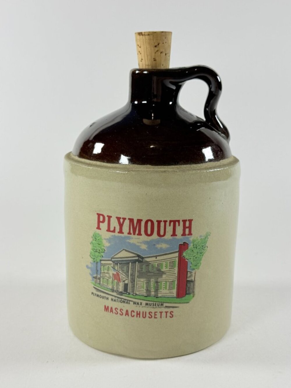 Souvenir Miniature Ceramic Crock Jug Plymouth, Massachusetts National Wax Museum
